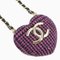 CHANEL Halskette Medaillon Anhänger Tweed/Leder/Metall Rosa x Schwarz Gold Damen AB9485 1
