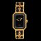 Vintage Damenuhr mit schwarzem Zifferblatt aus Goldquarz von Chanel 1