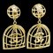 Chanel Bird Cage Earrings Gold Plated Made In France 1993 93P Women's, Set of 2 1