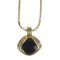 Metal Gold Black Pendant Rhinestone Necklace by Christian Dior 1