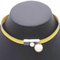 Collana girocollo in pelle/metallo/finta perla gialla e argento bianco di Christian Dior, Immagine 2