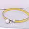 Choker Necklace in Leather/Metal/Fake Pearl Yellow & Silver White by Christian Dior 1