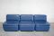 Vintage Modular Blue Leather Sofa, 1979, Image 4