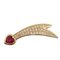 Broche con forma de corazón de diamantes de imitación dorado y rojo de Christian Dior, Imagen 1
