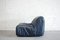 Vintage Lounge Chair in Dark Blue Leather from de Sede 19
