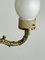 Lampadario Mid-Century a tre luci in ottone e vetro opalino nello stile di Stilnovo, anni '50, Immagine 11
