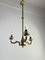 Lampadario Mid-Century a tre luci in ottone e vetro opalino nello stile di Stilnovo, anni '50, Immagine 6