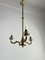 Mid-Century 3-Light Chandelier in Brass and Opaline Glass in the style of Stilnovo, 1950s 6