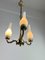 Mid-Century 3-Light Chandelier in Brass and Opaline Glass in the style of Stilnovo, 1950s 3