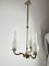 Lampadario Mid-Century a tre luci in ottone e vetro opalino nello stile di Stilnovo, anni '50, Immagine 7