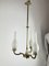 Mid-Century 3-Light Chandelier in Brass and Opaline Glass in the style of Stilnovo, 1950s 7