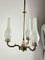 Lampadario Mid-Century a tre luci in ottone e vetro opalino nello stile di Stilnovo, anni '50, Immagine 8