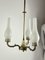 Mid-Century 3-Light Chandelier in Brass and Opaline Glass in the style of Stilnovo, 1950s 8