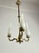 Lampadario Mid-Century a tre luci in ottone e vetro opalino nello stile di Stilnovo, anni '50, Immagine 4
