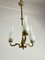 Mid-Century 3-Light Chandelier in Brass and Opaline Glass in the style of Stilnovo, 1950s 4