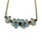 CHRISTIAN DIOR Flower Motif Metal Rhinestone Gold Light Blue Necklace 3