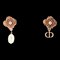 Christian Dior Dior Earrings E2831Womrs Pink Gold Color Fake Pearl Metal Ear Asymmetric Flower Motif Signature Women's Christian, Set of 2 1