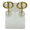 Christian Dior Earrings Women's Brand Metal Resin Pearl Cd Navy Gold White Logo For Both Ears, Set of 2 3