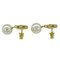 Christian Dior Earrings Women's Brand Metal Resin Pearl Cd Navy Gold White Logo For Both Ears, Set of 2 5