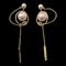 Christian Dior Earrings Gold Pink Tribal Fake Pearl Cd Chain Women's, Set of 2 1