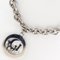 CHRISTIAN DIOR Logo Metal x Fake Pearl Rhinestone Silver Women's Necklace 3