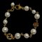 GUCCI Interlocking G Fake Pearl Flower Bracelet Gold Ladies 1