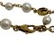 GUCCI Interlocking G Fake Pearl Flower Bracelet Gold Ladies 8