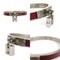 Bangle Bracelet H Cadena Charm Metal/Leather Matte Silver/Dark Red Ladies from Hermes 4