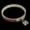 Bangle Bracelet H Cadena Charm Metal/Leather Matte Silver/Dark Red Ladies from Hermes 1