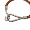 HERMES jumbo leather brown orange silver bracelet 2
