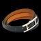 HERMES Bracelet Api Leather/Metal Black/Silver Unisex e56014g 1