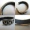 HERMES H logo manchette bracelet noir garnitures en métal argenté bangle accessoires 3