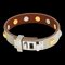 HERMES Mini Dog Clous Carres Leather,Metal Wrap Bracelet Gold,Light Gray,Silver 1