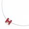 Cage Do Ash H Cube Silver Red Metal Enamel Necklace Chain from Hermes 1