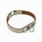 Leather & metal Cream & Silver Rival Mini Bangle from Hermes 2