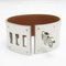 Leather Brown, Gold & White Kelly Dog Bangle from Hermes, Image 6