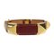 Vintage Medor Studs Bracelet Leather Red Gold 〇v Engraved Metal Fittings from Hermes, Image 2