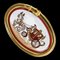 HERMES Email Brooch Carriage Cloisonne Gold Plated Red Women's 1