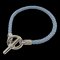 Grennan Leather Bracelet Blue Series Silver Metal Fitting Braided Mi T5 Size Womens Mens from Hermes 1