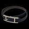 HERMES Api Bracelet T Engraved Gray Black Leather SV Hardware Brace Accessories Fashion Women Men Unisex 1