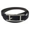 HERMES Api Bracelet T Engraved Gray Black Leather SV Hardware Brace Accessories Fashion Women Men Unisex 4