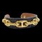 HERMES Bangle Bracelet Chaine d'Ancre Leather/Metal Navy/Gold Unisex 1