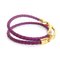 Bracelet Ruri Double Tour Leather/Metal Purple/Gold from Hermes 3
