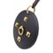 HERMES Medor Collie de Cyan Necklace Wood Leather Black Brown Gold Metal Fittings Round Pendant 4