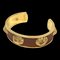 HERMES Leather Bracelet Bangle Cuff x Brass Seashell Shell Motif Gold Brown 1