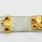 HERMES Collier Dosian bracelet P engraved white x gold leather studs 7