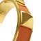HERMES bracelet jonc accessoire medor clous en cuir orange plaqué or GP accessoires dames 6