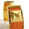 HERMES bracelet bangle medor accessory leather studs orange gold GP plated ladies accessories 9