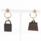 Hermes Amulet Buffalo Horn X Gold Plated Brown Ladies Earrings, Set of 2, Image 4