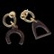 Hermes Earrings Amulet Buffalo Horn Lacquer Horseshoe Stirrup Brown, Set of 2 1